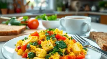 Tofu mexido com legumes